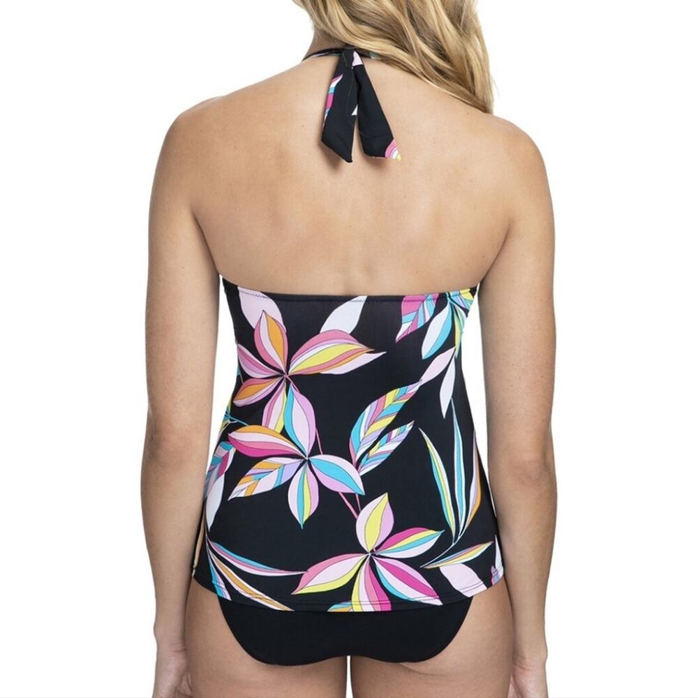 NWT Profile b Gottex Tropical Paparazzi Floral Black Multicolor Tankini Top sz 6 - Picture 3 of 16